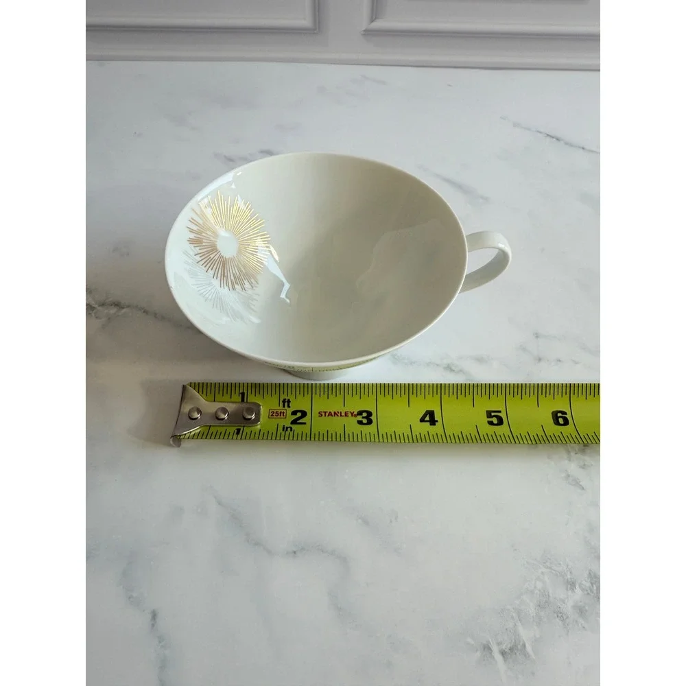 VTG PAIR (2) Rosenthal MCM Art Deco Sunburst Footed Teacup & Saucer